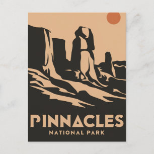 Cartão Postal De Festividades Pinnacle National Park Vintage Mínimo Viagem Art