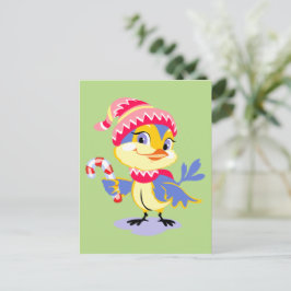 Cartão Postal De Festividades Pintinho de Natal bonito