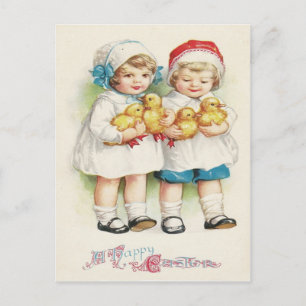 Cartão Postal De Festividades Pintinho de Páscoa do Pato Jovem