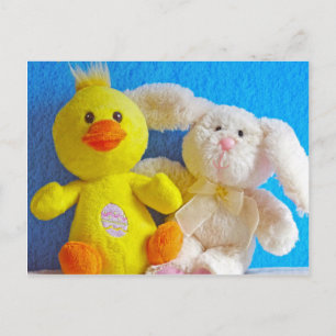 Cartão Postal De Festividades Pintinho Felz pascoa + coelho