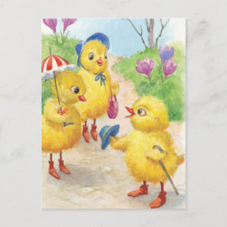 Cartão Postal De Festividades Pintinhos da páscoa de Noastalgic