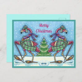 CARTÃO POSTAL DE FESTIVIDADES PINTOS DE NEVE E PINOS DE CASACO