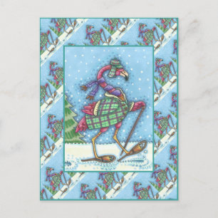 CARTÃO POSTAL DE FESTIVIDADES PINTOS DE NEVE E PINOS DE CASACO