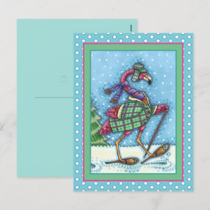 CARTÃO POSTAL DE FESTIVIDADES PINTOS DE NEVE E PINOS DE CASACO