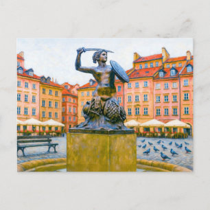 Cartão Postal De Festividades Pintura a óleo de Varsóvia – Cidade Velha com Syre