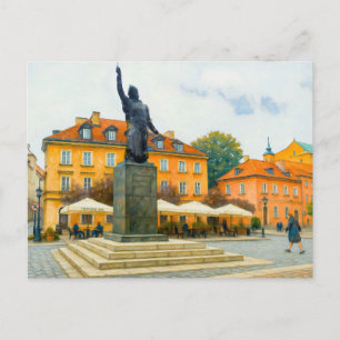 Cartão Postal De Festividades Pintura a óleo de Varsóvia - monumento a Jan Kilin
