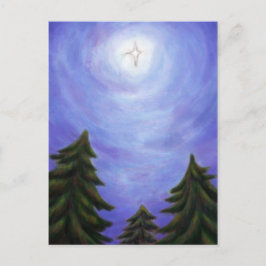 Cartão Postal De Festividades pintura arte natalina estrela do natal brilhando f