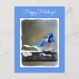 Cartão Postal De Festividades Pintura Blue Jay - Arte Original para Pássaros