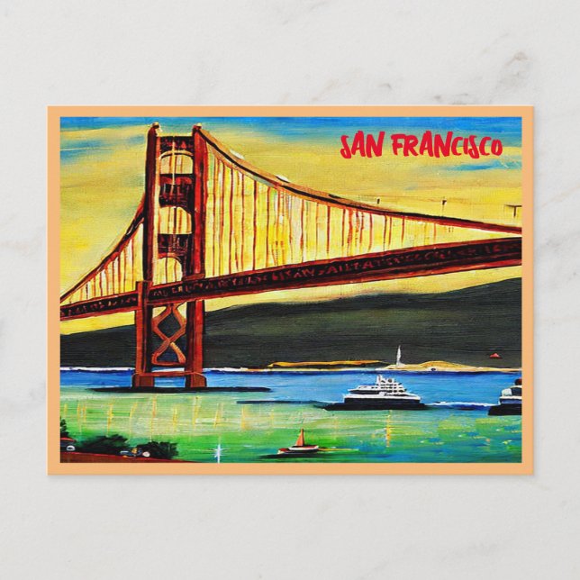 Cartão Postal De Festividades Pintura da ponte Ouro de São Francisco (Frente)