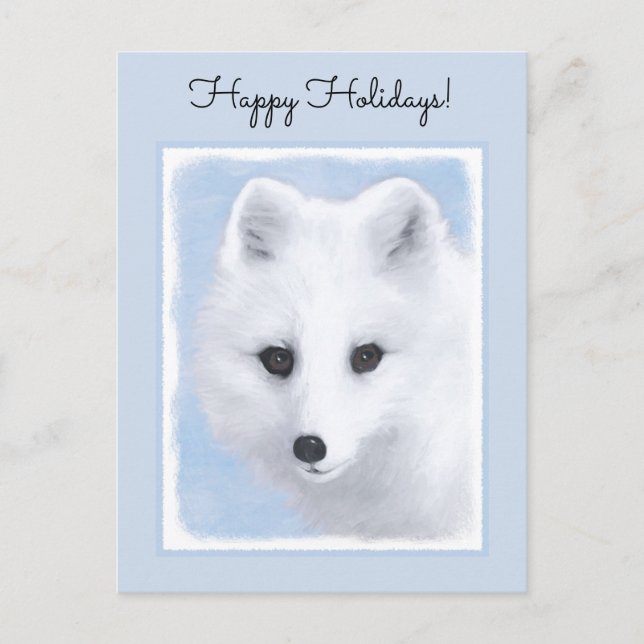 Cartão Postal De Festividades Pintura da Raposa Árctica - Arte original sobre a  (Frente)