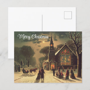 Cartão Postal De Festividades Pintura da Véspera de Natal  