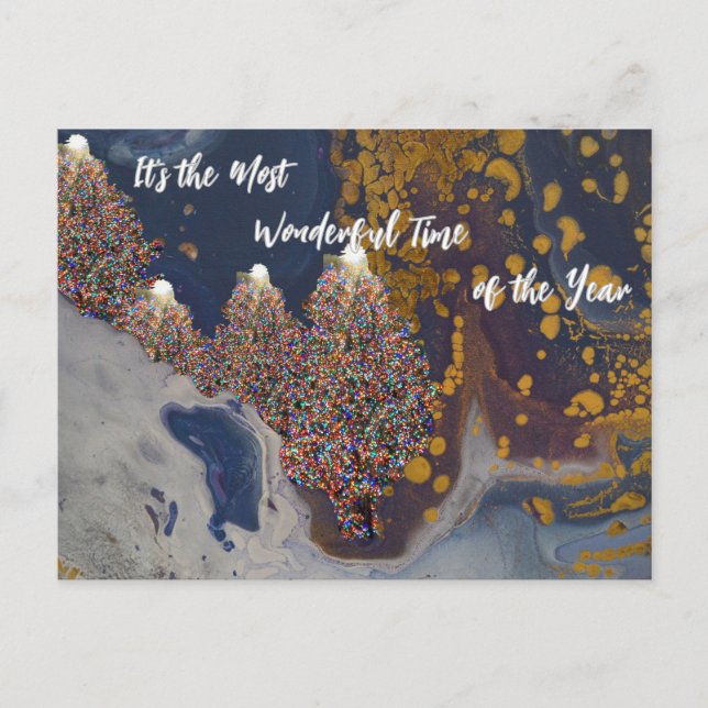 Cartão Postal De Festividades Pintura de Abstrato de Cartão-Postal de Natal (Frente)