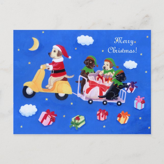 Cartão Postal De Festividades Pintura de Entrega do Pretador de Natal (Frente)
