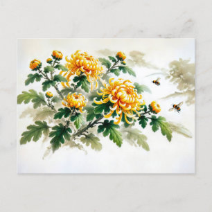 Cartão Postal De Festividades Pintura de Tinta Amarelo