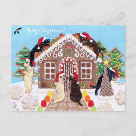Cartão Postal De Festividades Pintura dos Labradores da Casa de Pão Ginger