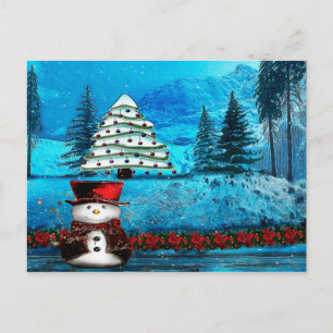 Cartão Postal De Festividades Pintura popular no Lago Winter