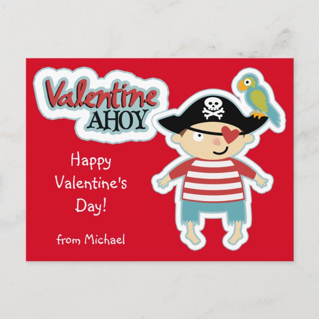 Cartão Postal De Festividades Pirata dos namorados Ahoy (Frente)