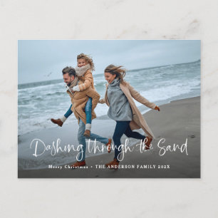 Cartão Postal De Festividades Piscando pela areia Praia Costeira de Fotografia