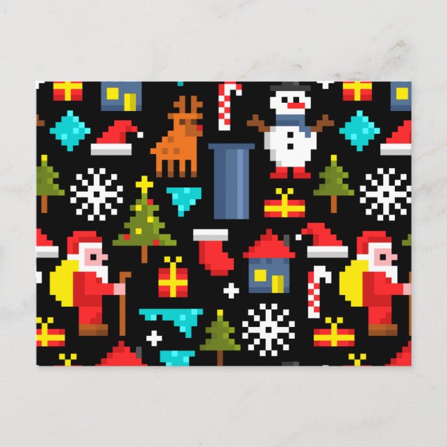Cartão Postal De Festividades Pixel Natal (Frente)