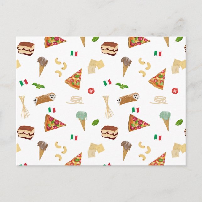 Cartão Postal De Festividades Pizza Comida italiana Pasta Tiramisu Padrão (Frente)