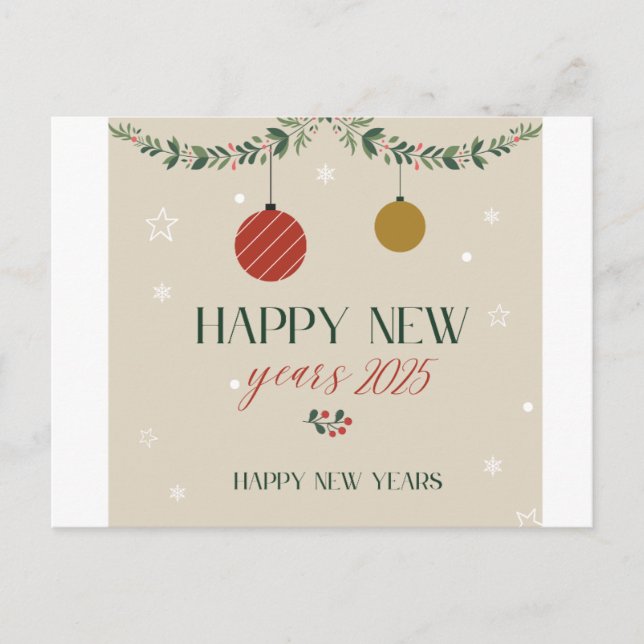 Cartão Postal De Festividades Placa de anos novos 2025 (Frente)