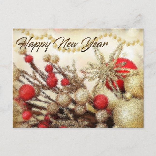 Cartão Postal De Festividades Placa de feliz ano novo (Frente)