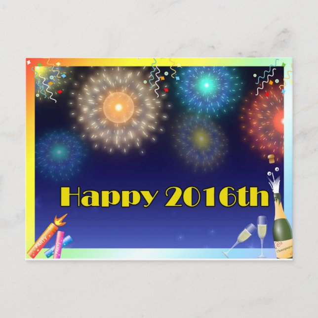Cartão Postal De Festividades placa de feliz ano novo (Frente)