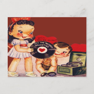 Cartão Postal De Festividades Placa de Namorados do Player de Registro Retroativ