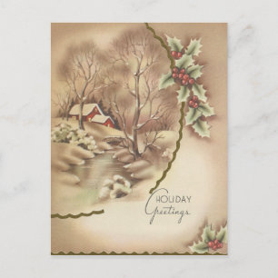 Cartão Postal De Festividades Placa de natais vintages