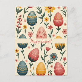 Cartão Postal De Festividades Placa de páscoa em cores pastel suave