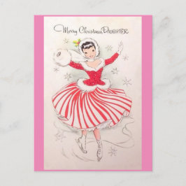 Cartão Postal De Festividades Placa de Pele de Gelo natal vintage para Filha