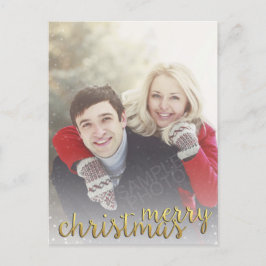 Cartão Postal De Festividades Placa de Posto de Natal Merry Overlay Snow