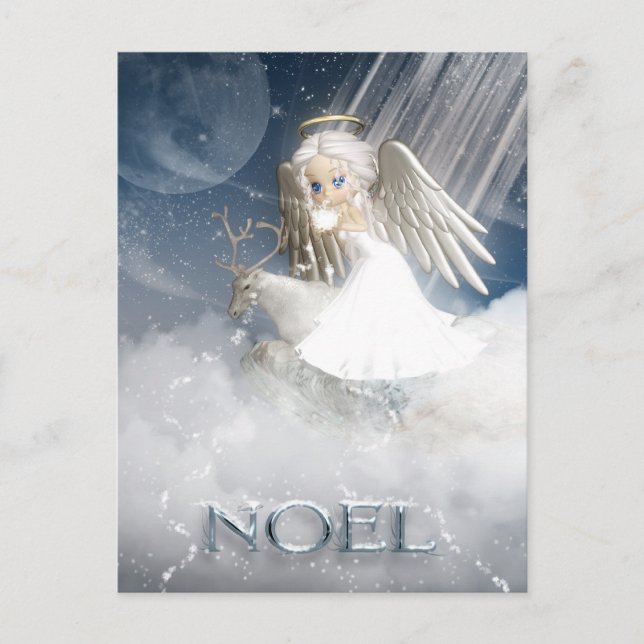 Cartão Postal De Festividades Placa de Posto Snow Angel - NOEL (Frente)