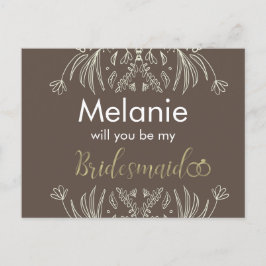 Cartão Postal De Festividades Placa de Proposta de Borda Floral Desenhada de Bri