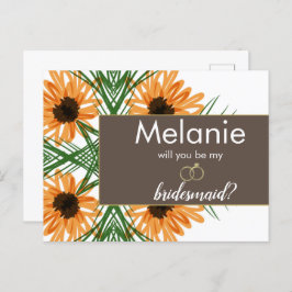 Cartão Postal De Festividades Placa de Proposta de Bridesmaid Desenhada à Mão do