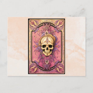Cartão Postal De Festividades Placa Ouija de Caveira Assustadora em Aquarela Beg