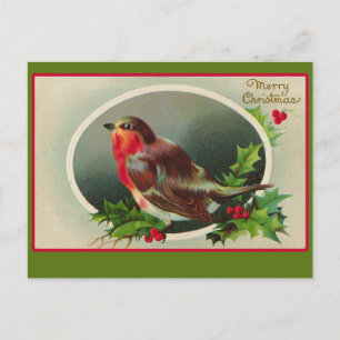 Cartão Postal De Festividades Placa Robin Redbreast Natal vintage