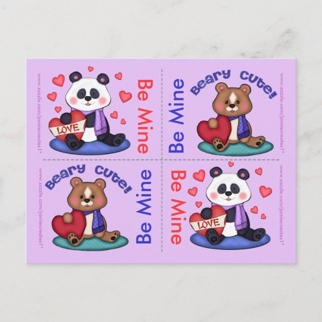 Cartão Postal De Festividades Placas planas de Namorados para Urso de 4 Cuecas (Frente)