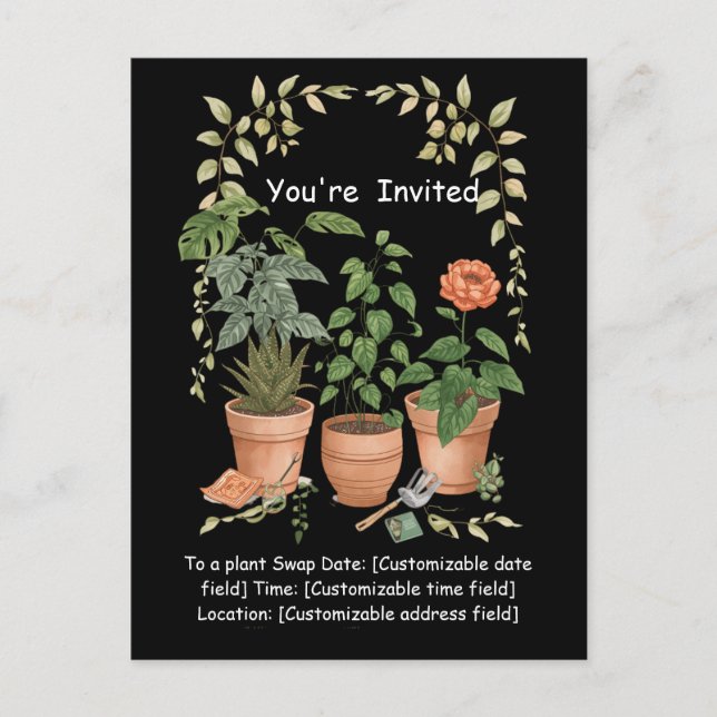 Cartão Postal De Festividades Plant Swap Invitation Earth Day Event Card (Frente)