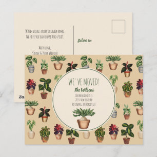 Cartão Postal De Festividades Plantas Vedadas por Aquarela Nós Mudamos Nova Casa