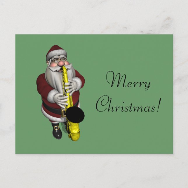 Cartão Postal De Festividades Player saxofone do Papai Noel (Frente)