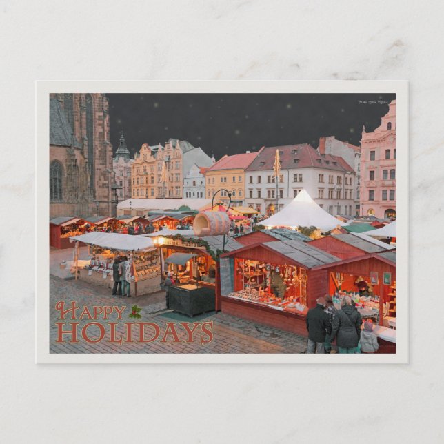 Cartão Postal De Festividades Plzen - luzes do mercado do Natal - HH (Frente)