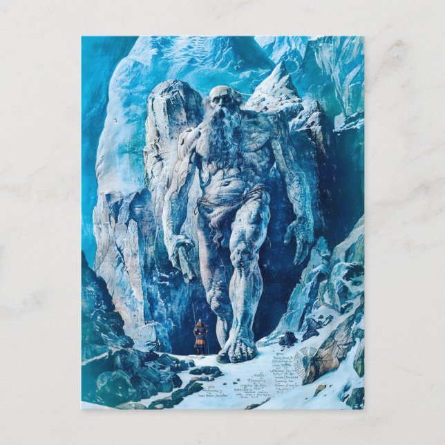 Cartão Postal De Festividades Poderoso Gigante de gelo Jötun na paisagem gelada (Frente)