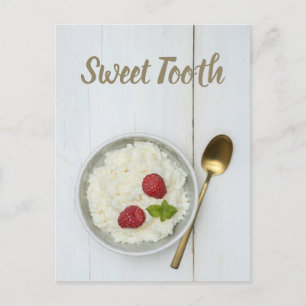 Cartão Postal De Festividades Podim de arroz doce com framboesas sobremesa