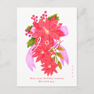 Cartão Postal De Festividades Poinsétia de Natal Branca Joy
