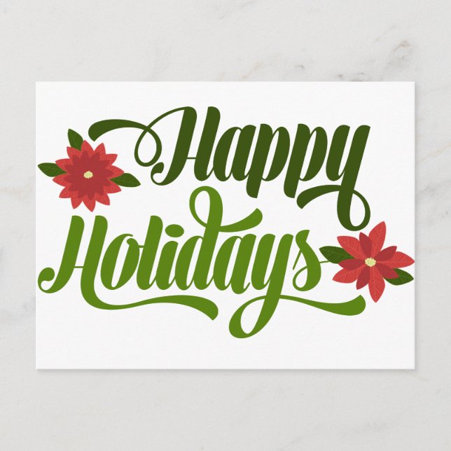 Cartão Postal De Festividades Poinsettia de Férias Felizes (Frente)