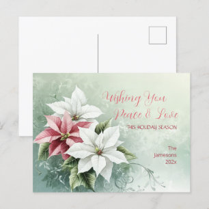 Cartão Postal De Festividades Poinsettias de Natal Rosa-Rosa Elegante