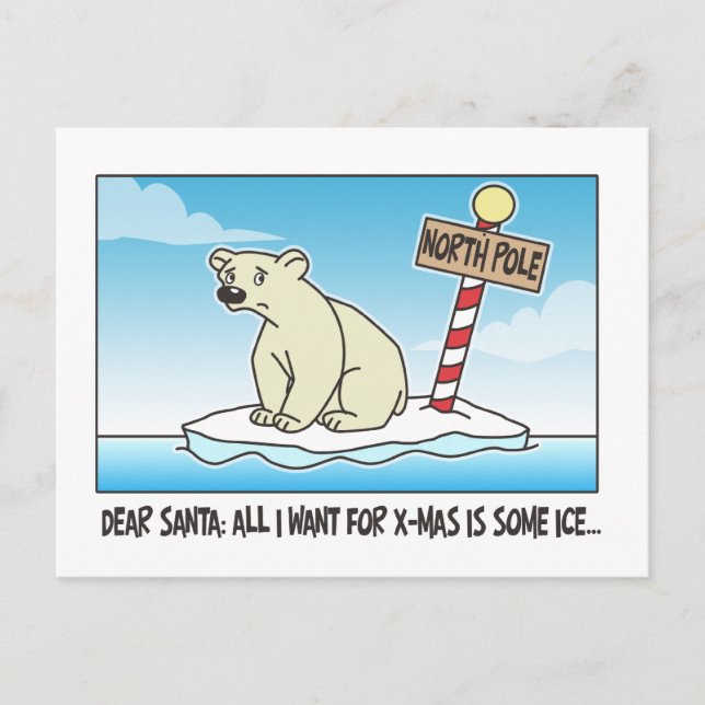 Cartão Postal De Festividades Polar Bear Ice Natal (Frente)