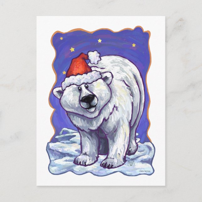 Cartão Postal De Festividades Polar Bear Natal (Frente)