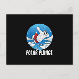 Cartão Postal De Festividades Polar Plunge Ice Salta Urso Polar Natação de inv